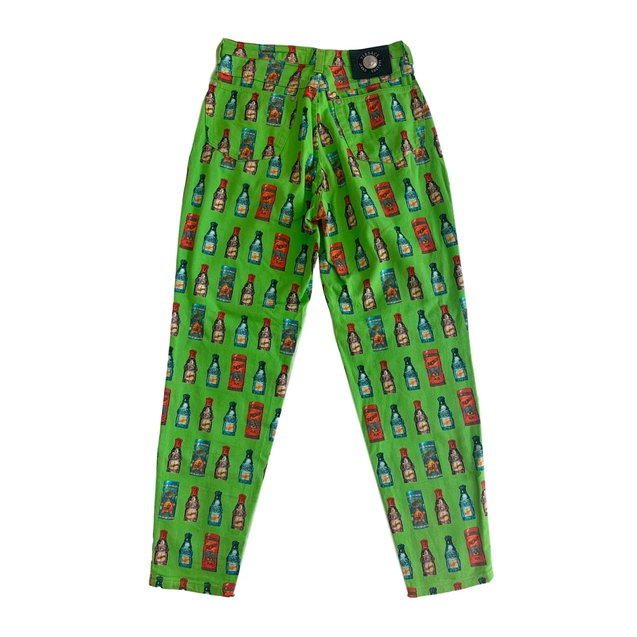 Versace Green Bottle Print Pants