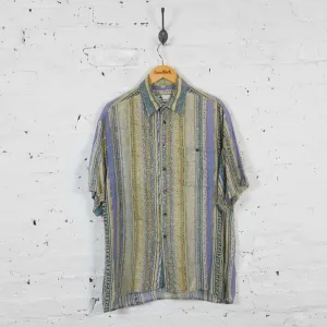 Vintage Abstract Striped Party Shirt - Green - L