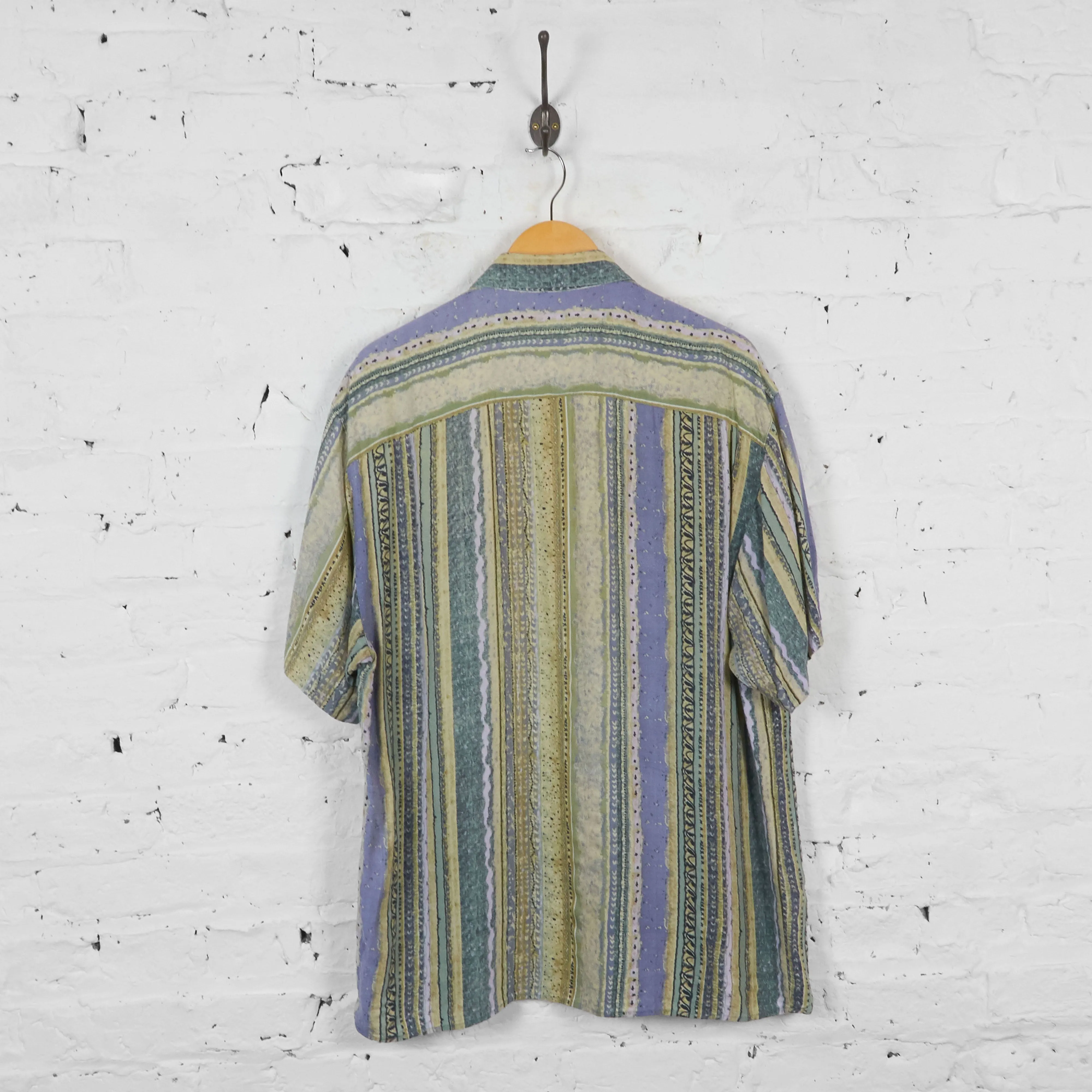 Vintage Abstract Striped Party Shirt - Green - L