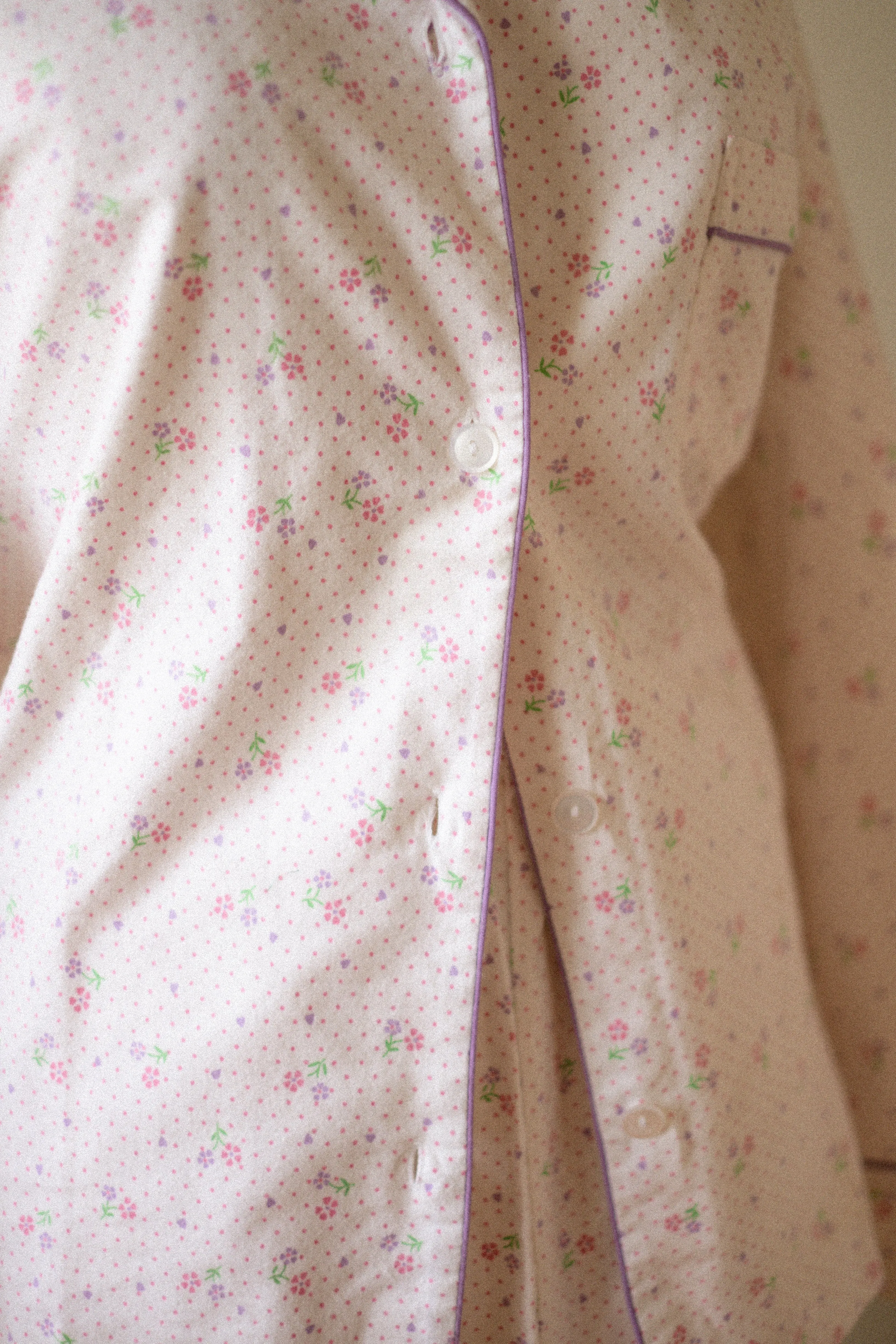Vintage flannel floral heart pyjama set