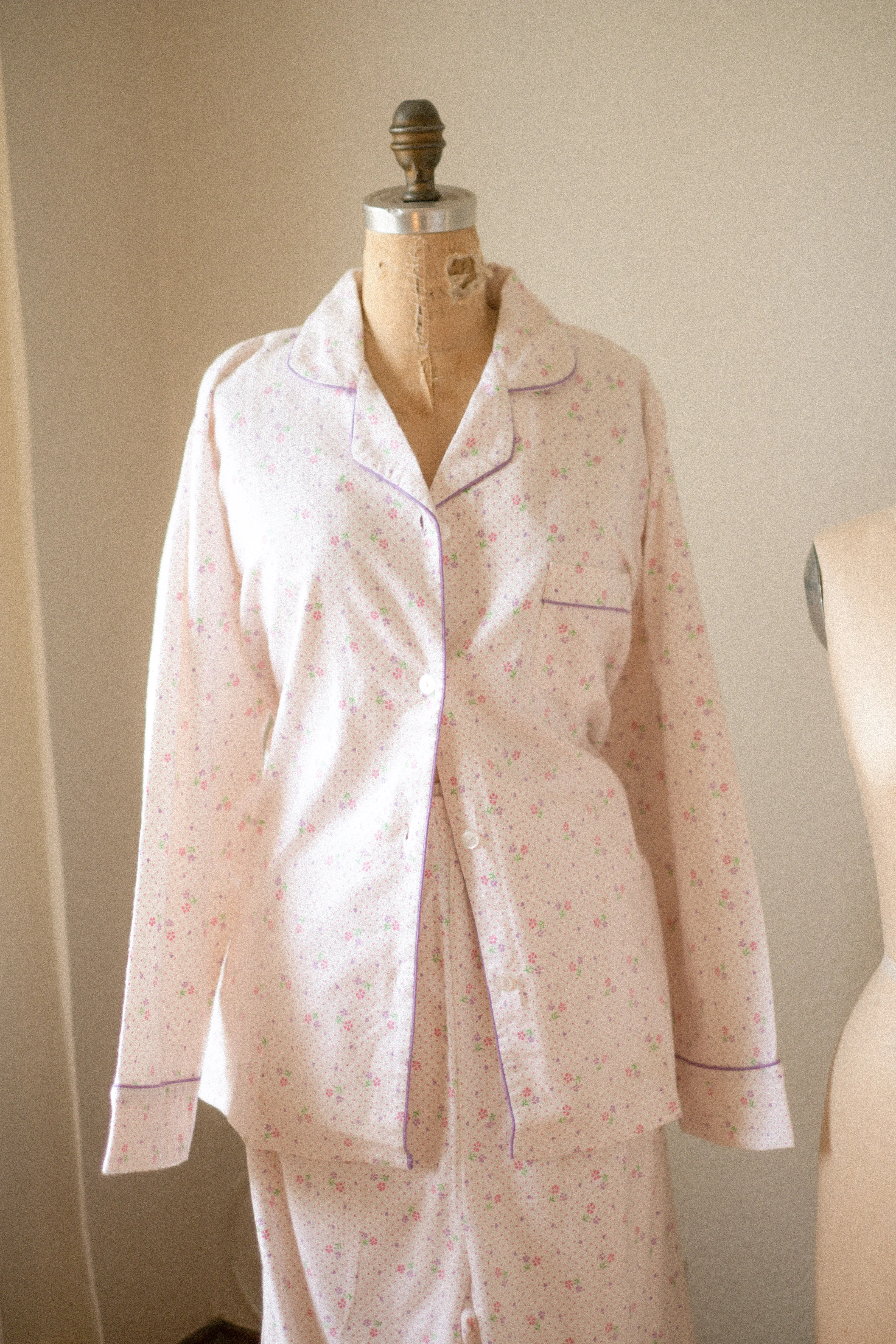 Vintage flannel floral heart pyjama set