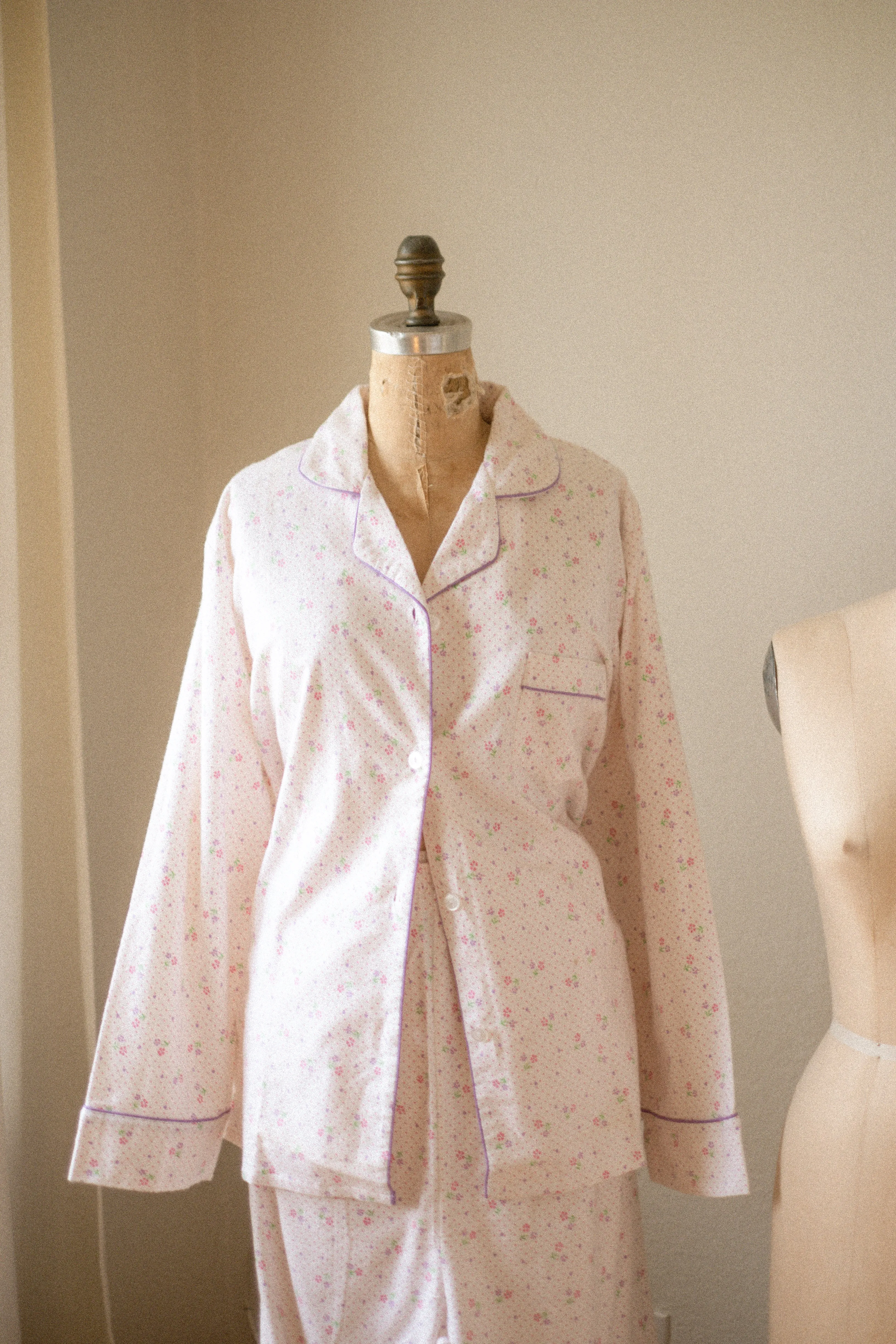 Vintage flannel floral heart pyjama set