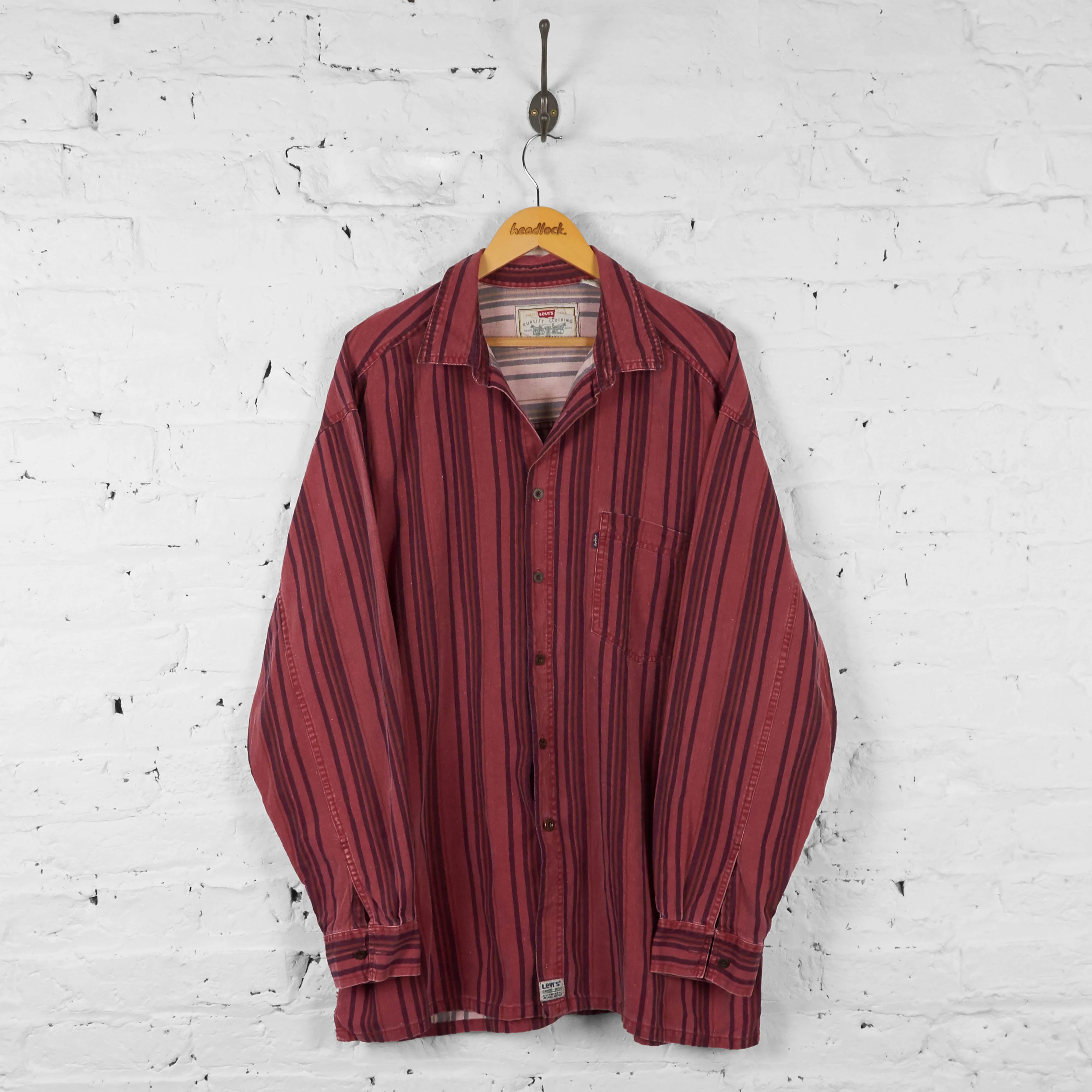 Vintage Levi's Striped Pattern Shirt - Red - XL