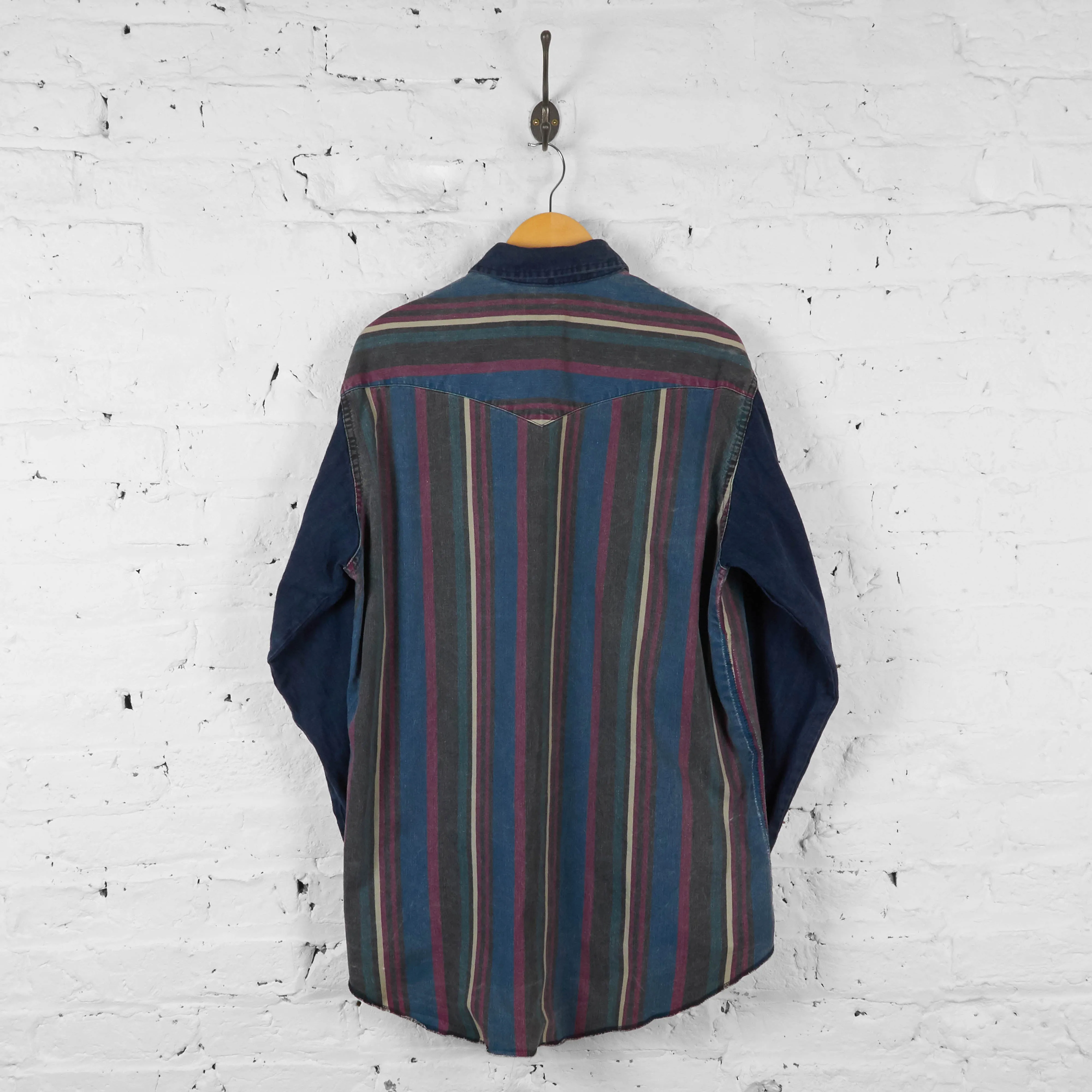 Vintage Wrangler Striped Shirt - Blue - M
