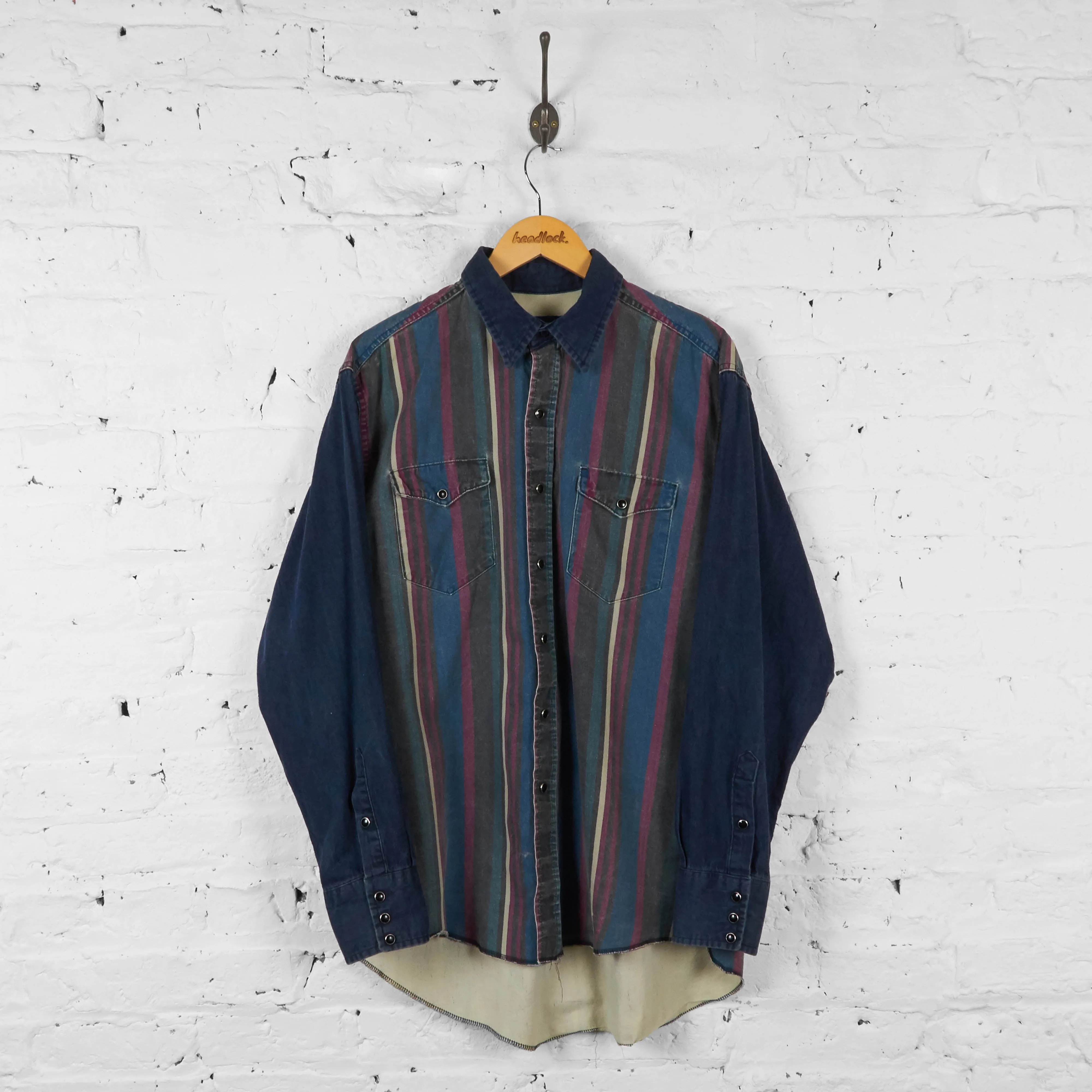 Vintage Wrangler Striped Shirt - Blue - M