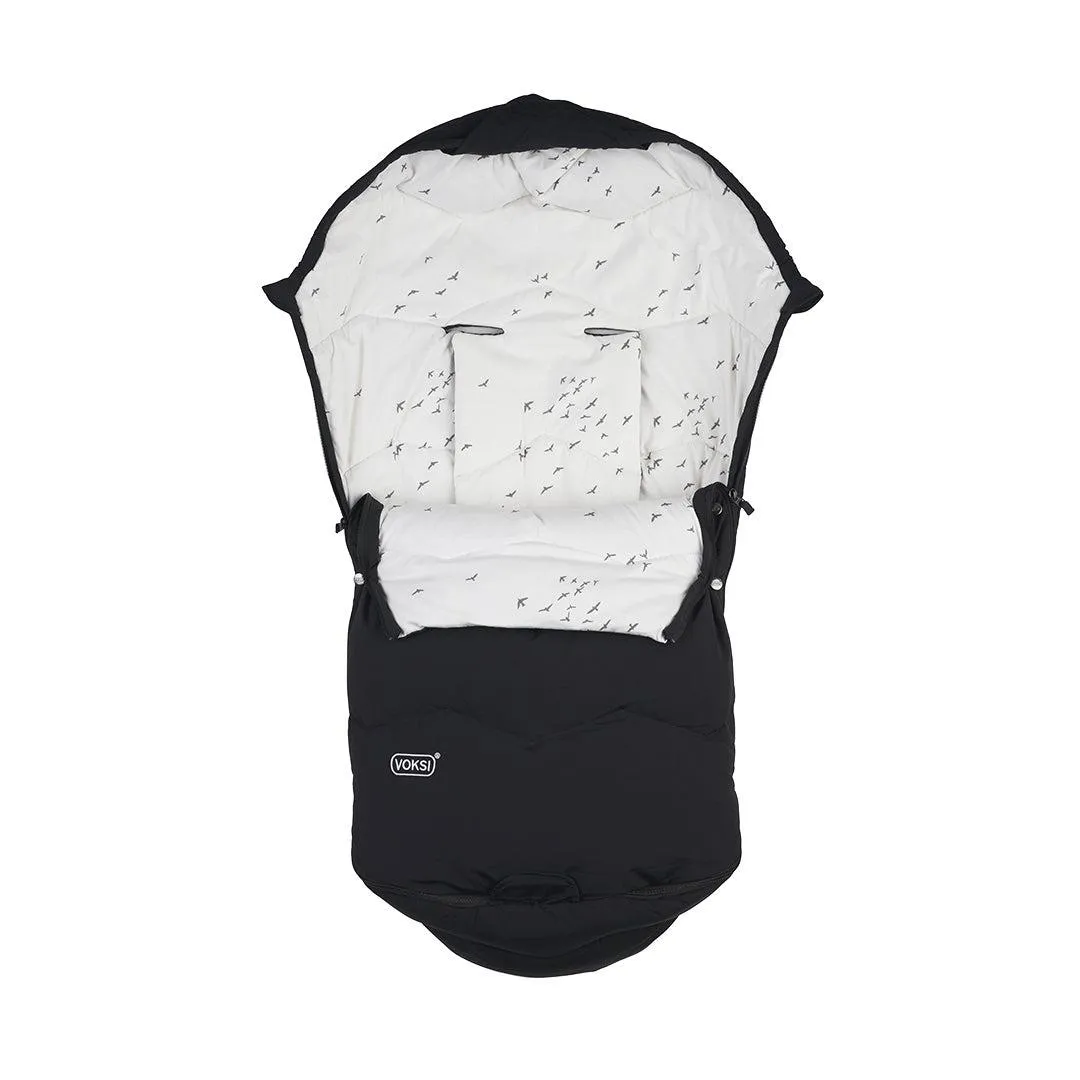 Voksi Explorer All Seasons Universal Pushchair Footmuff - Black Flying
