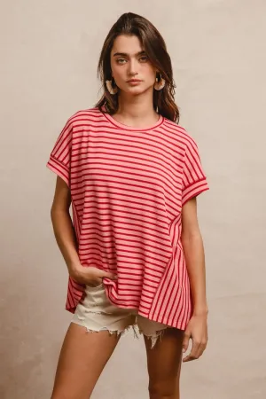 Waffle Texture Striped Top