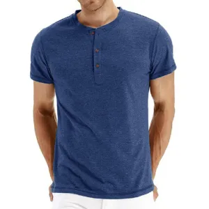 West Louis™ Brand Fashion Cotton Henry Neck Tee