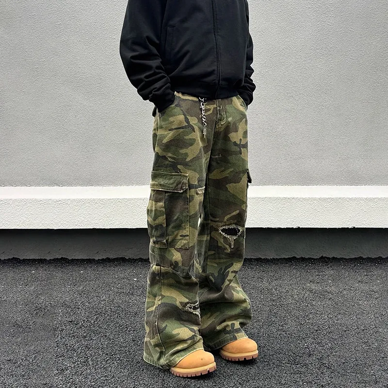 Wide-Leg Camouflage Cargo