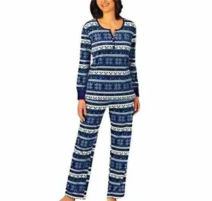 Women's Nautica 2PC Sleepwear Set Silky Stretch Fleece Navy Blue