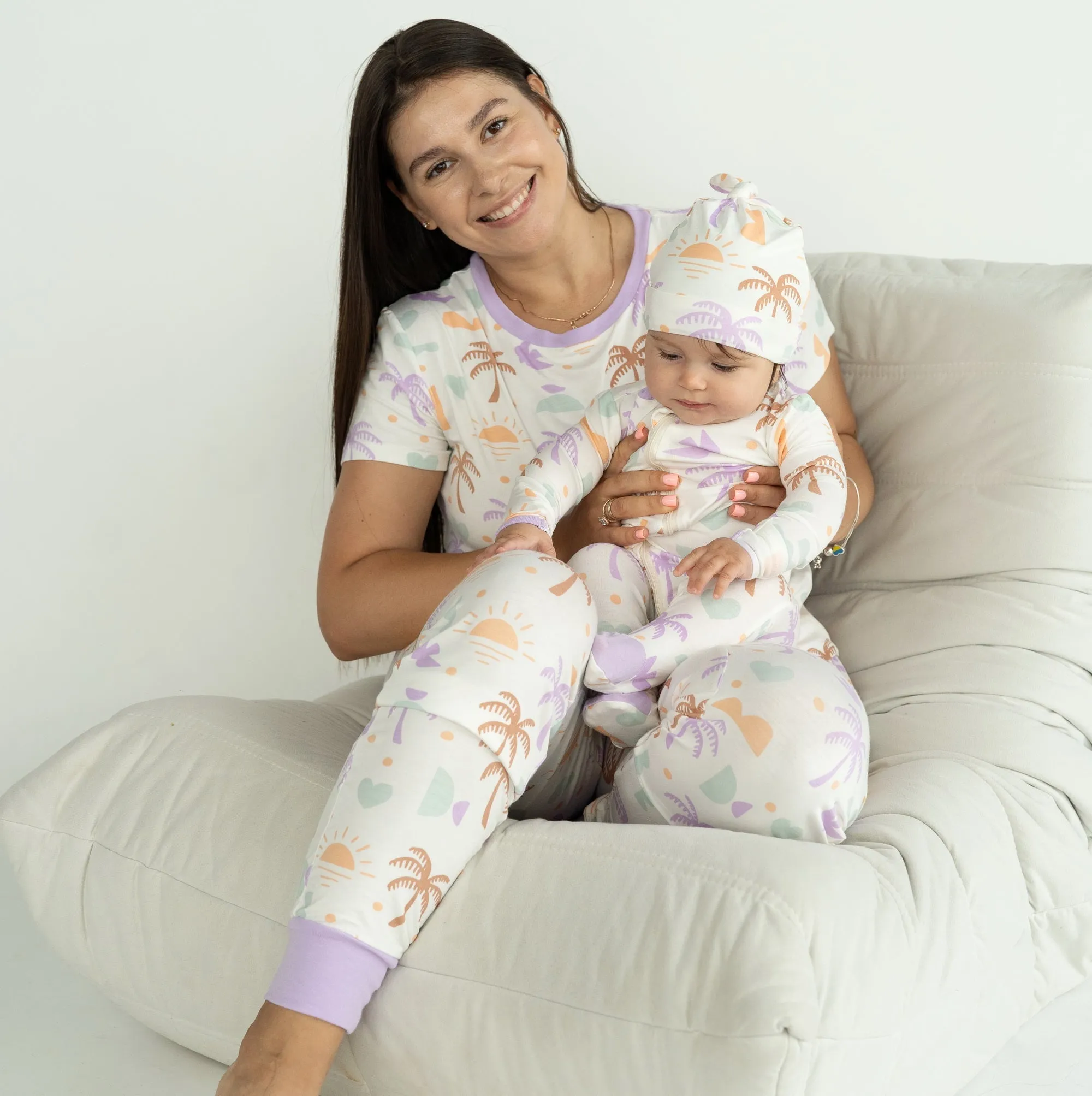 Wommen's Bamboo Short Sleeve Pajama Set (Boho Surf Print)