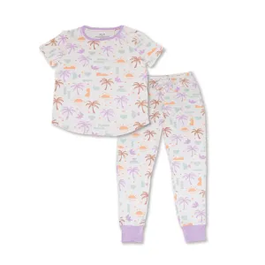 Wommen's Bamboo Short Sleeve Pajama Set (Boho Surf Print)