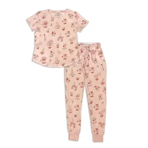 Wommen's Bamboo Short Sleeve Pajama Set (Plantastic Print)