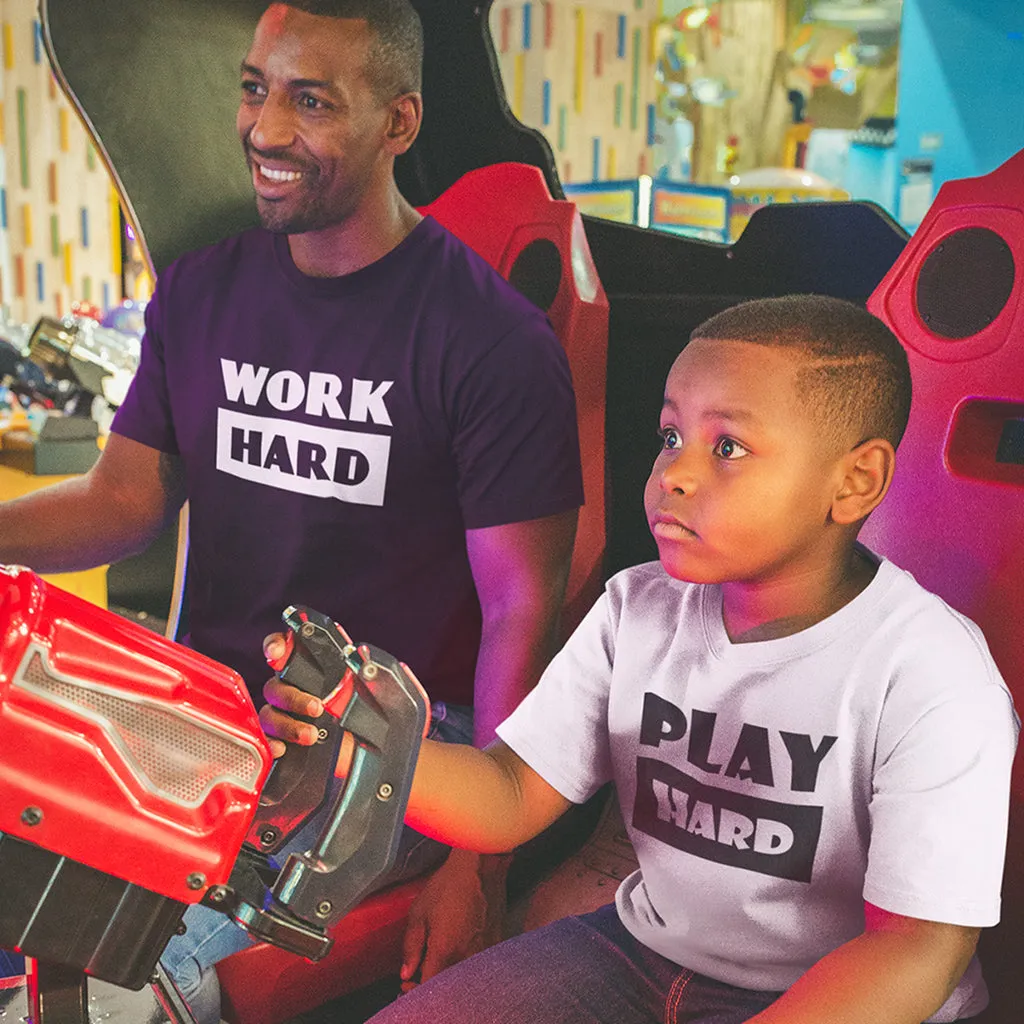 Work Hard_Play Hard - Short Sleeve Graphic Matching T-Shirts for Mommy/Daddy and Me