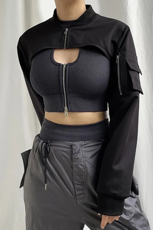 Work style zipper short blouse