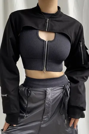 Work style zipper short blouse