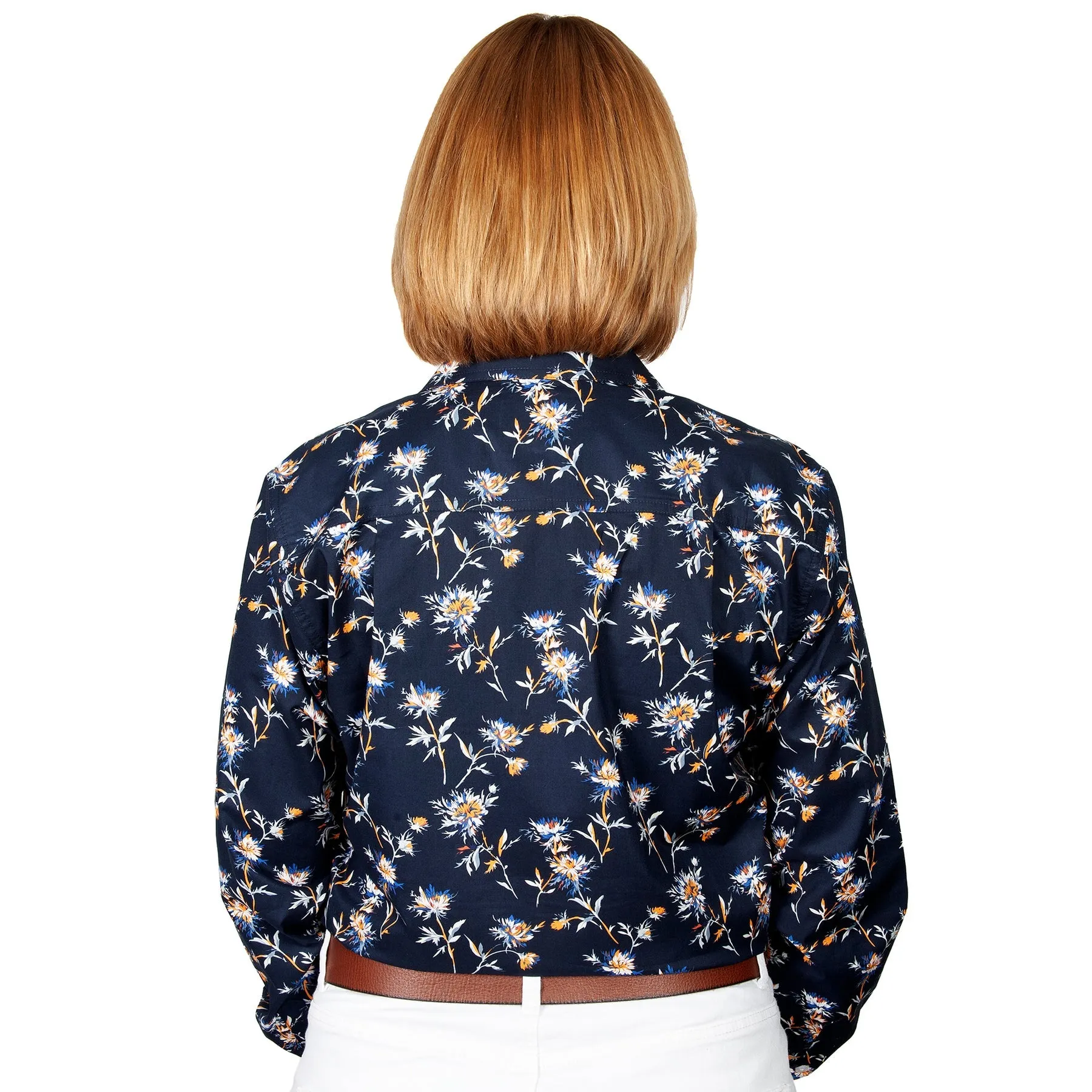 WWLS2177 Just Country Women's Abbey Work Shirt Navy Dandelion