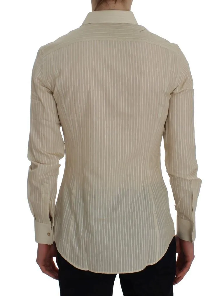 Yellow Striped Cotton Slim SICILIA Shirt