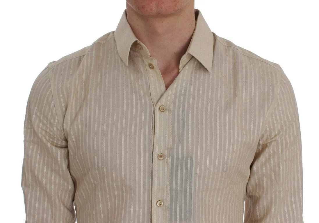 Yellow Striped Cotton Slim SICILIA Shirt