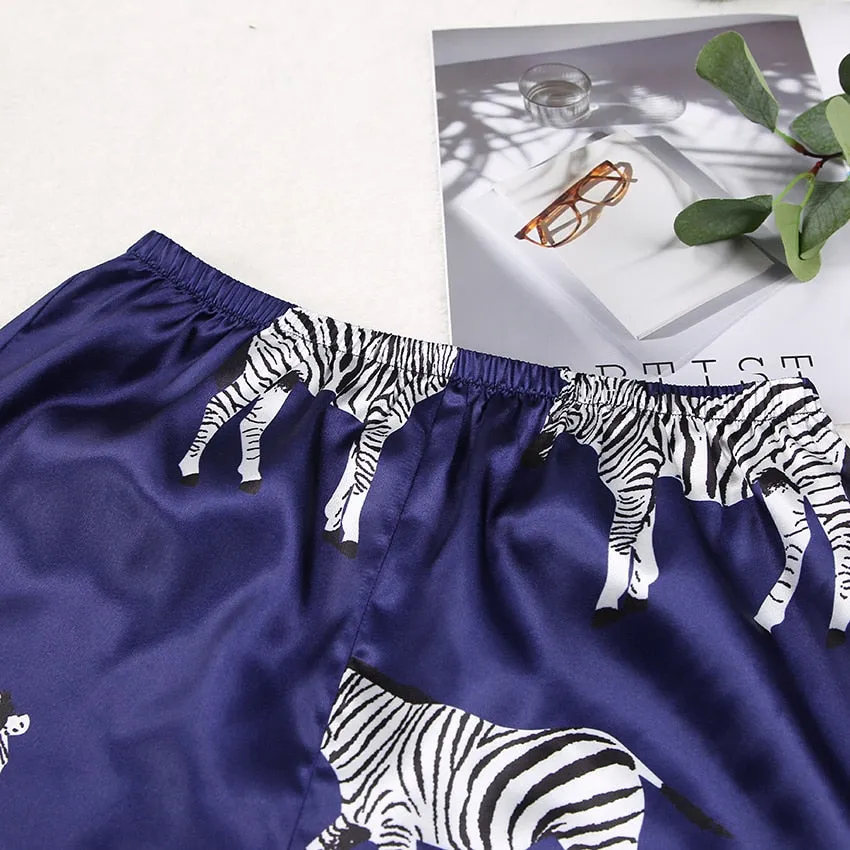 Zebra Animal Print 2PC Short Pajama Set