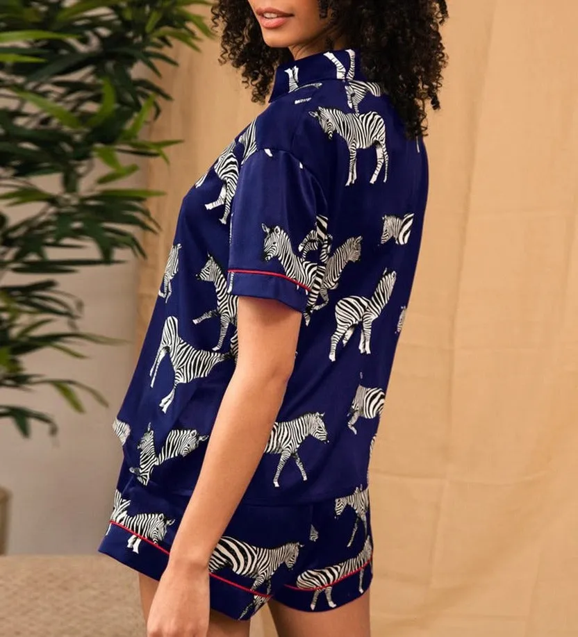 Zebra Animal Print 2PC Short Pajama Set
