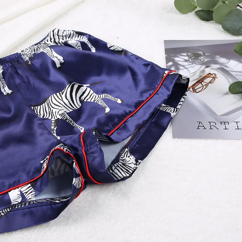 Zebra Animal Print 2PC Short Pajama Set