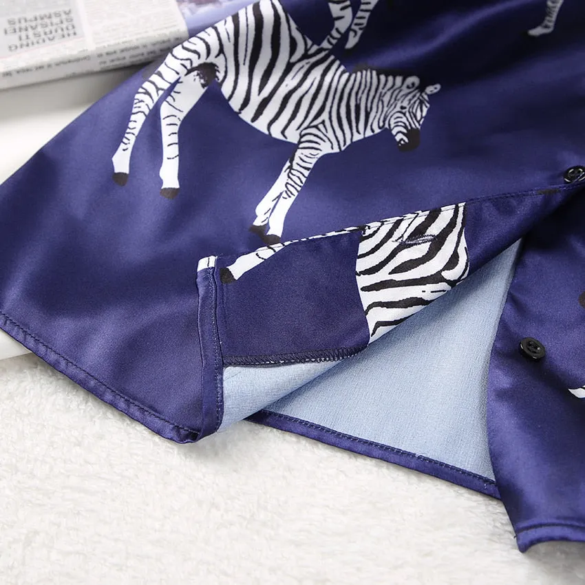 Zebra Animal Print 2PC Short Pajama Set