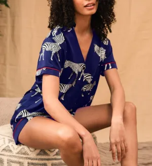 Zebra Animal Print 2PC Short Pajama Set