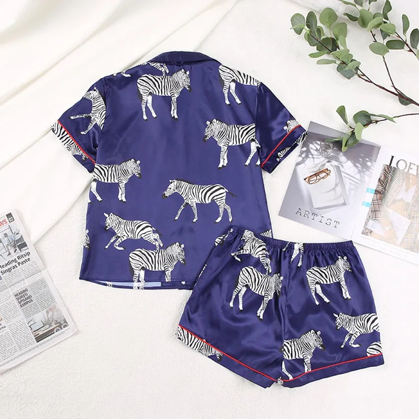Zebra Animal Print 2PC Short Pajama Set