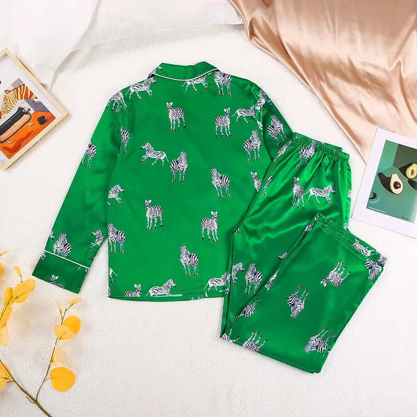 Zebra Print Long Sleeve 2PC Pajamas Set
