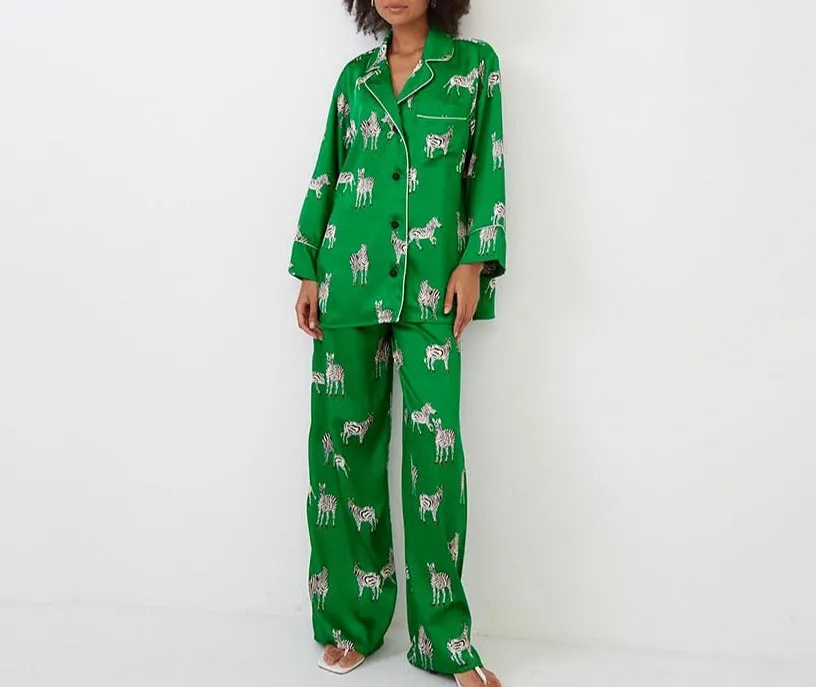 Zebra Print Long Sleeve 2PC Pajamas Set