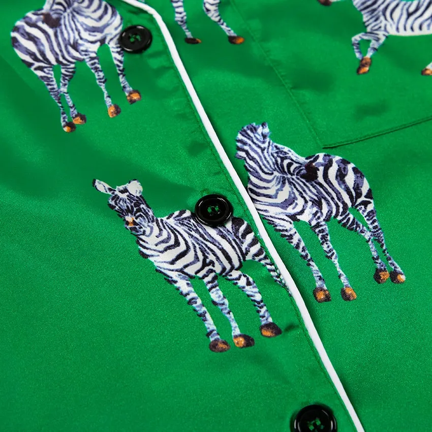 Zebra Print Long Sleeve 2PC Pajamas Set