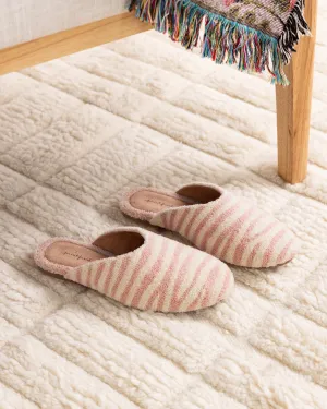 Zebra Stripe - Tufted Slippers - Blush
