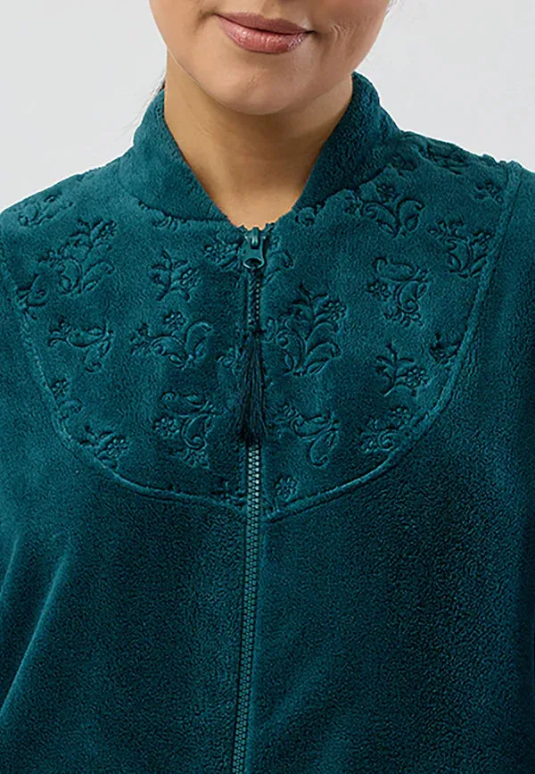 ZIP EMBROIDERED GOWN FOREST