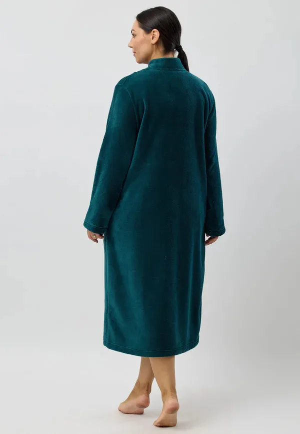 ZIP EMBROIDERED GOWN FOREST
