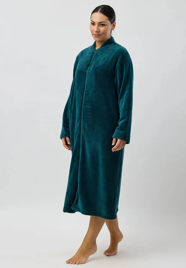 ZIP EMBROIDERED GOWN FOREST
